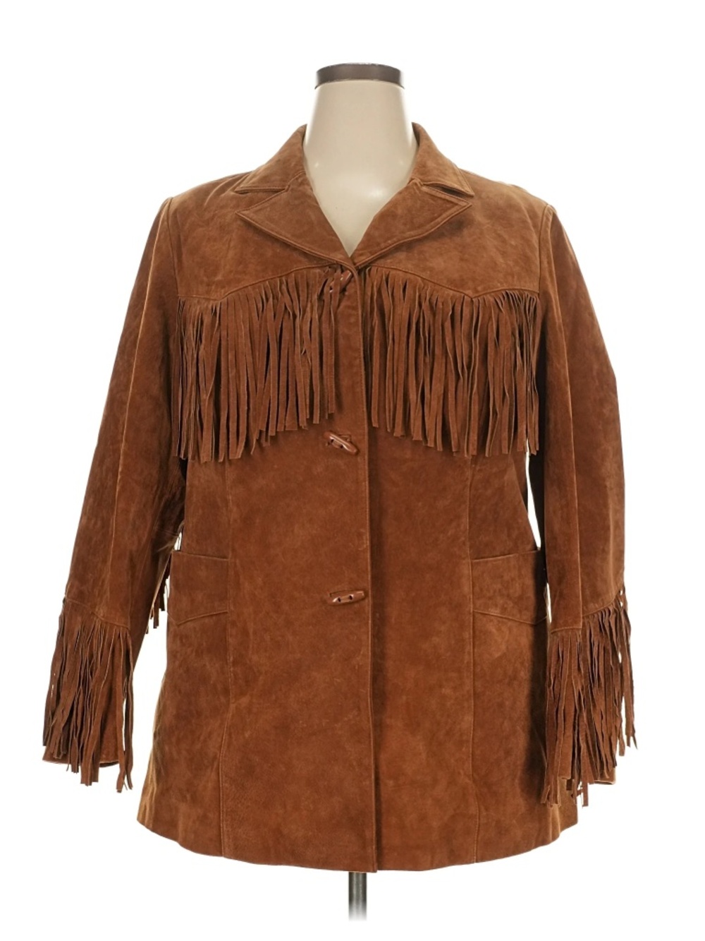 Roaman's 100% Genuine Suede Leather Fringe Jacket Sz 18w
